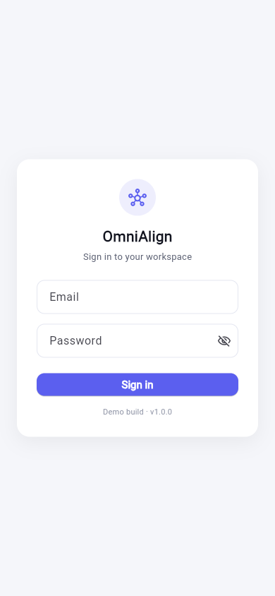 OmniAlign mobile app sign-in screen